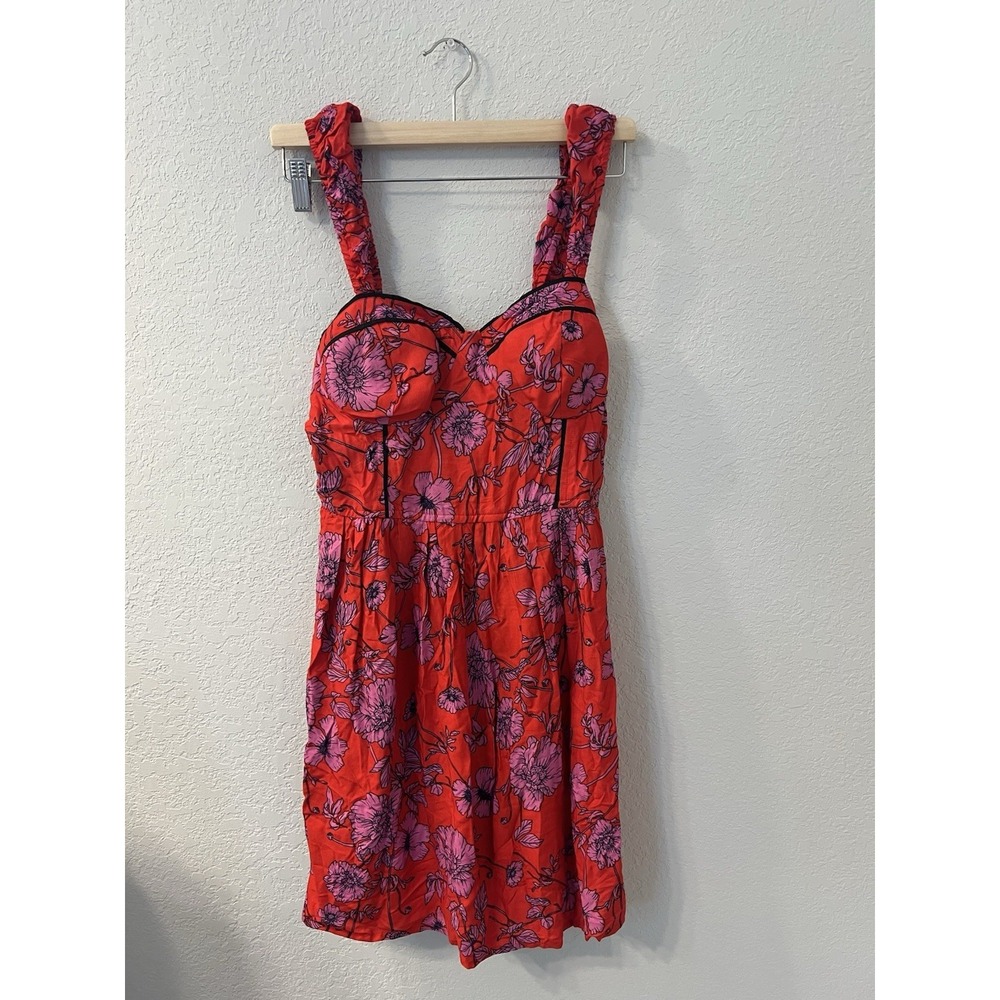 Band of The Free Flirty Red Magenta Floral Mini Bustier Dress Size‎ L